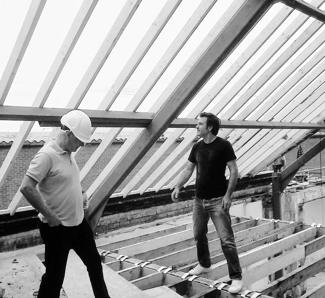 Exterior view of fivefourstudios being renovated