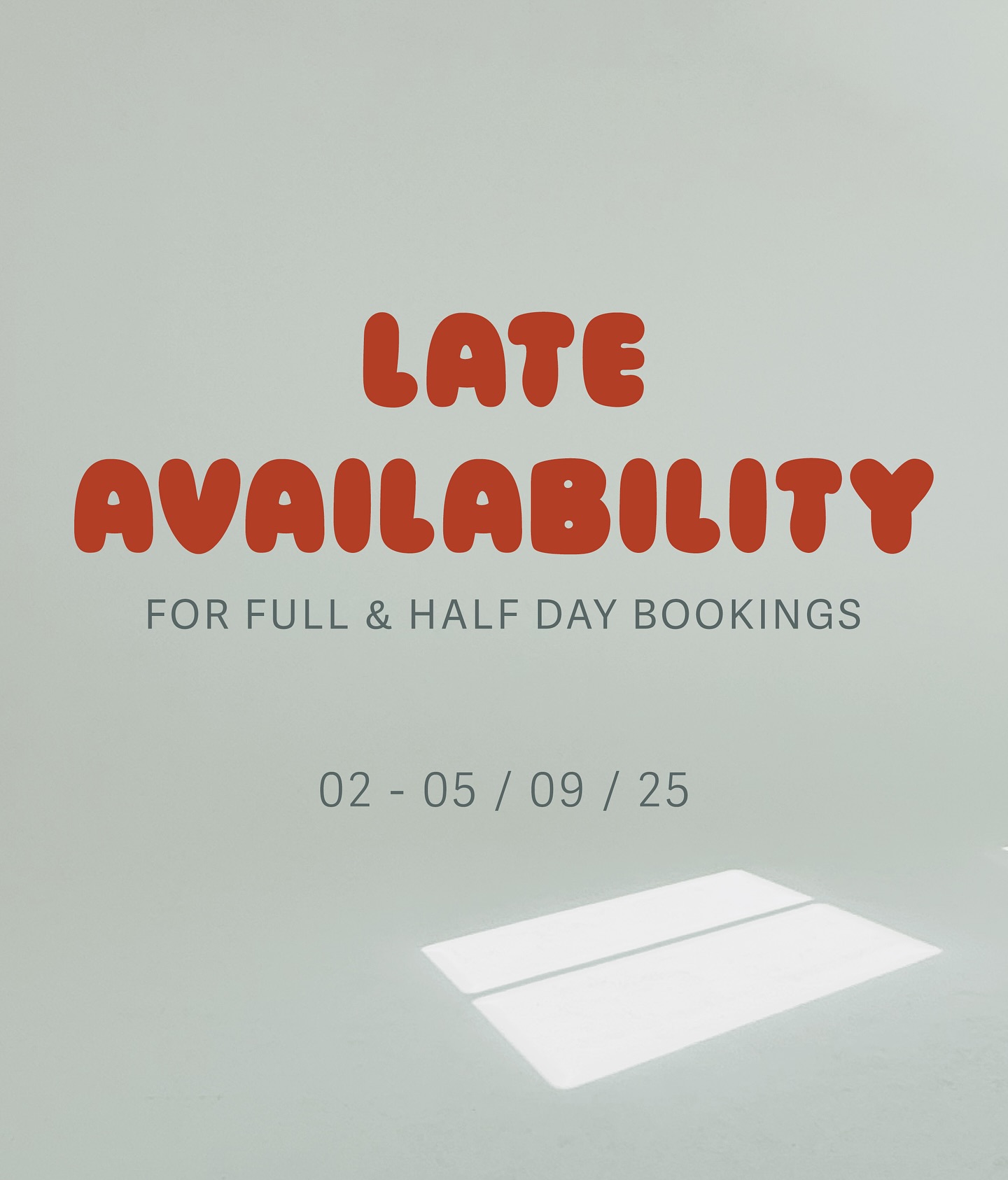 ‼️Late Availability for next week‼️

Accepting both full & half-day bookings. Please reach out to us at info@fivefourstudios for more information.

#studio #studiohire #photoshoot #lateavailability
